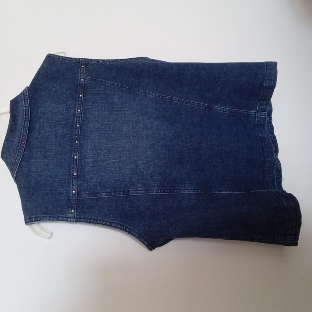 Katina Marie Women's Upstyled Denim Vest with Rhinestone Embellishments Medium - Picture 7 of 10